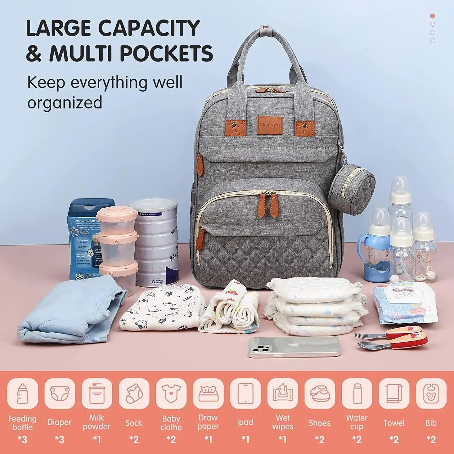 3 in 1 Diaper Bag Backpack Foldable Baby Bed Waterproof Travel Bag with USB Charge Diaper Bag Backpack with Changing Bed 3 Types - Big Ass Store