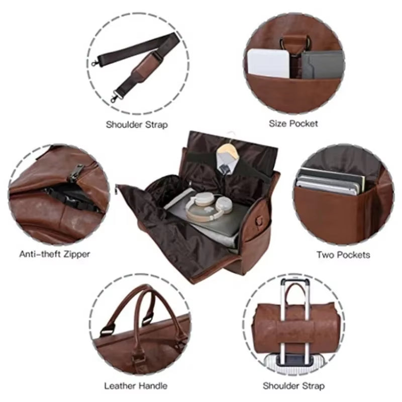 Foldable Travel Clothing Carry-On Luggage Bag Portable Travel Clothing Hand Luggage Bag 2 in 1 Hanging Suitcase Set Duffle Bag