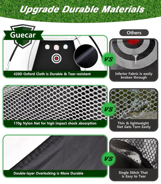 Golf Practice Net with Tri-Turf Golf Mat guru Golf Net, All-in-1 Golf Practice Net with 1 Golf Mat, 5 Golf Balls, 1 Golf Tee, Golf Net for Backyard Driving Chipping Ind, 10 x 7 Ft - Big Ass Store