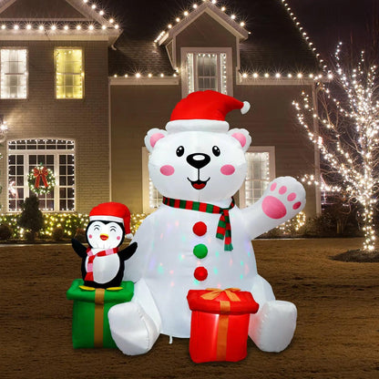 6FT Christmas Inflatable Christmas Polar Bear & Penguin Inflatable Blow Up Indoor/Ourdoor Decoration with LED Lights - Big Ass Store