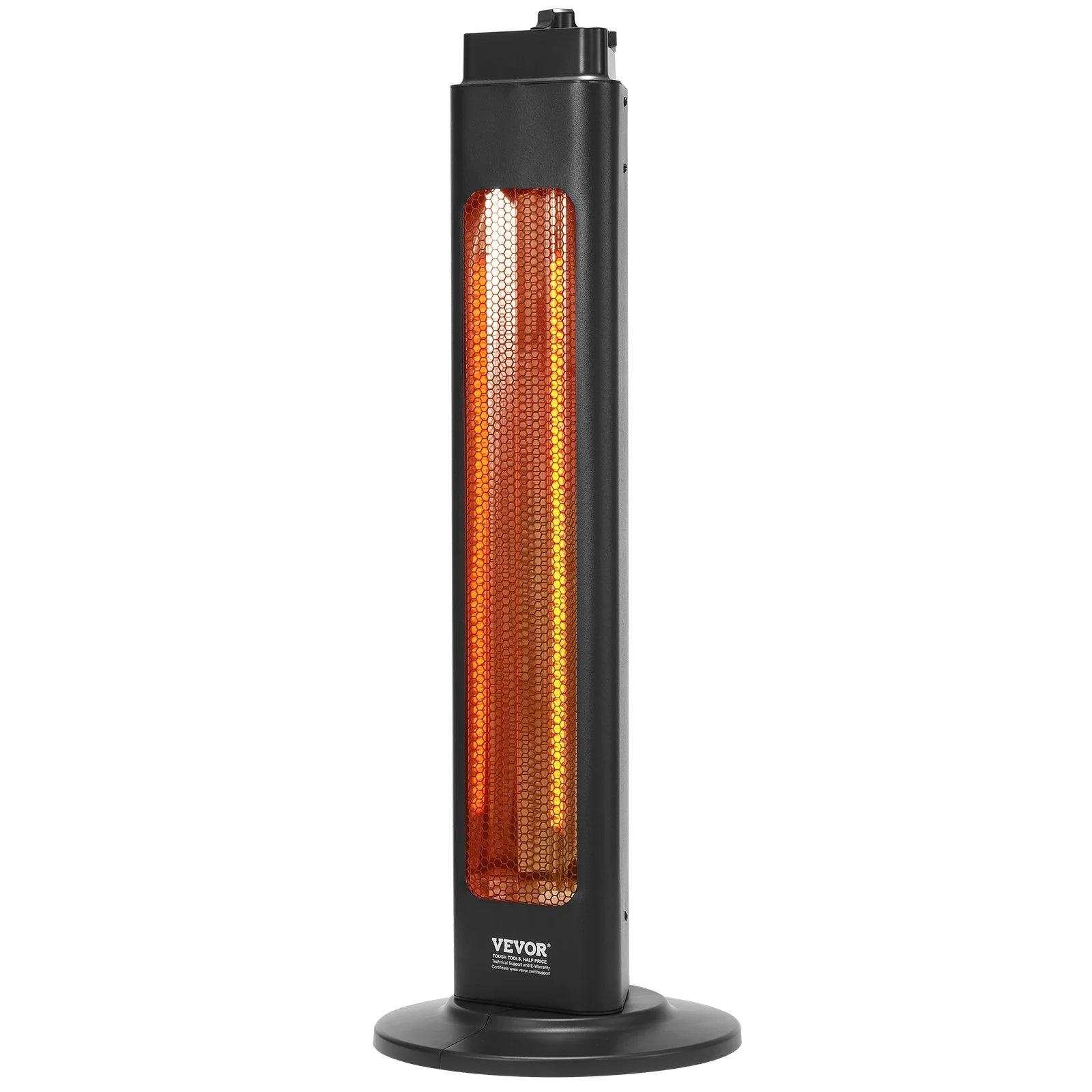 VEVOR Infrared Heater, 1500W Oscillation Electric Space Heater, Patio Heater W/ 2 Speeds & Timer, Outdoor/Outdoor for Bedroom,Studio,Porch,Dining Room,Studio, Stand,31.5 in L, Black - Big Ass Store