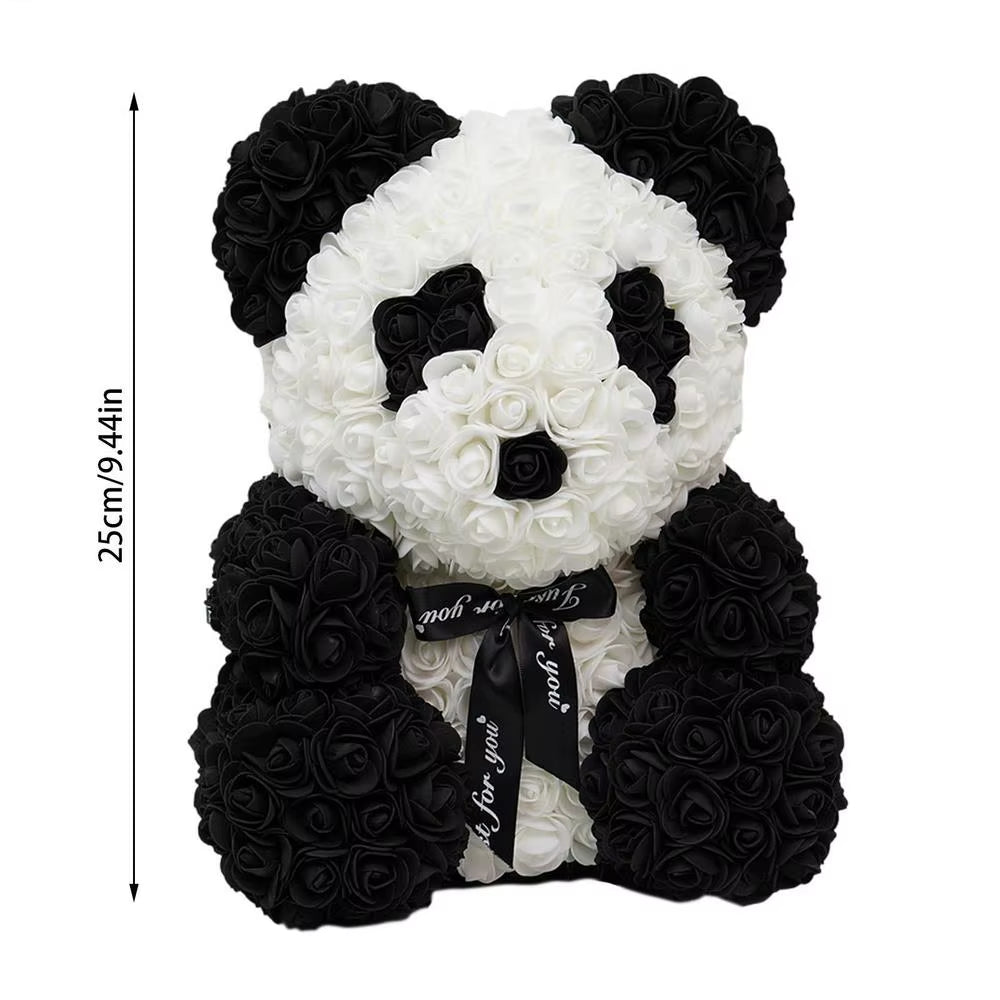 Forever Artificial Flowers Rose Panda Bear Perfect Valentines Day, Mother's Day and Anniversaries - Big Ass Store