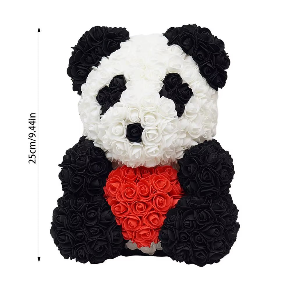 Forever Artificial Flowers Rose Panda Bear Perfect Valentines Day, Mother's Day and Anniversaries - Big Ass Store