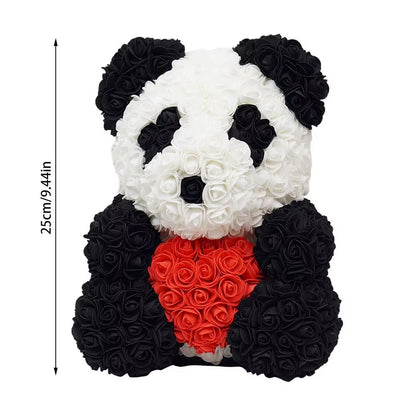 Forever Artificial Flowers Rose Panda Bear Perfect Valentines Day, Mother's Day and Anniversaries - Big Ass Store