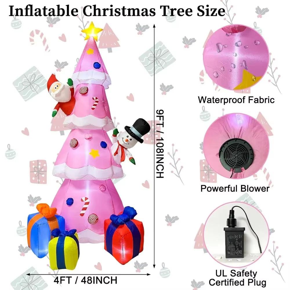 9FT Inflatable Christmas Tree Yard Decorations with Built-In LED Lights - Big Ass Store