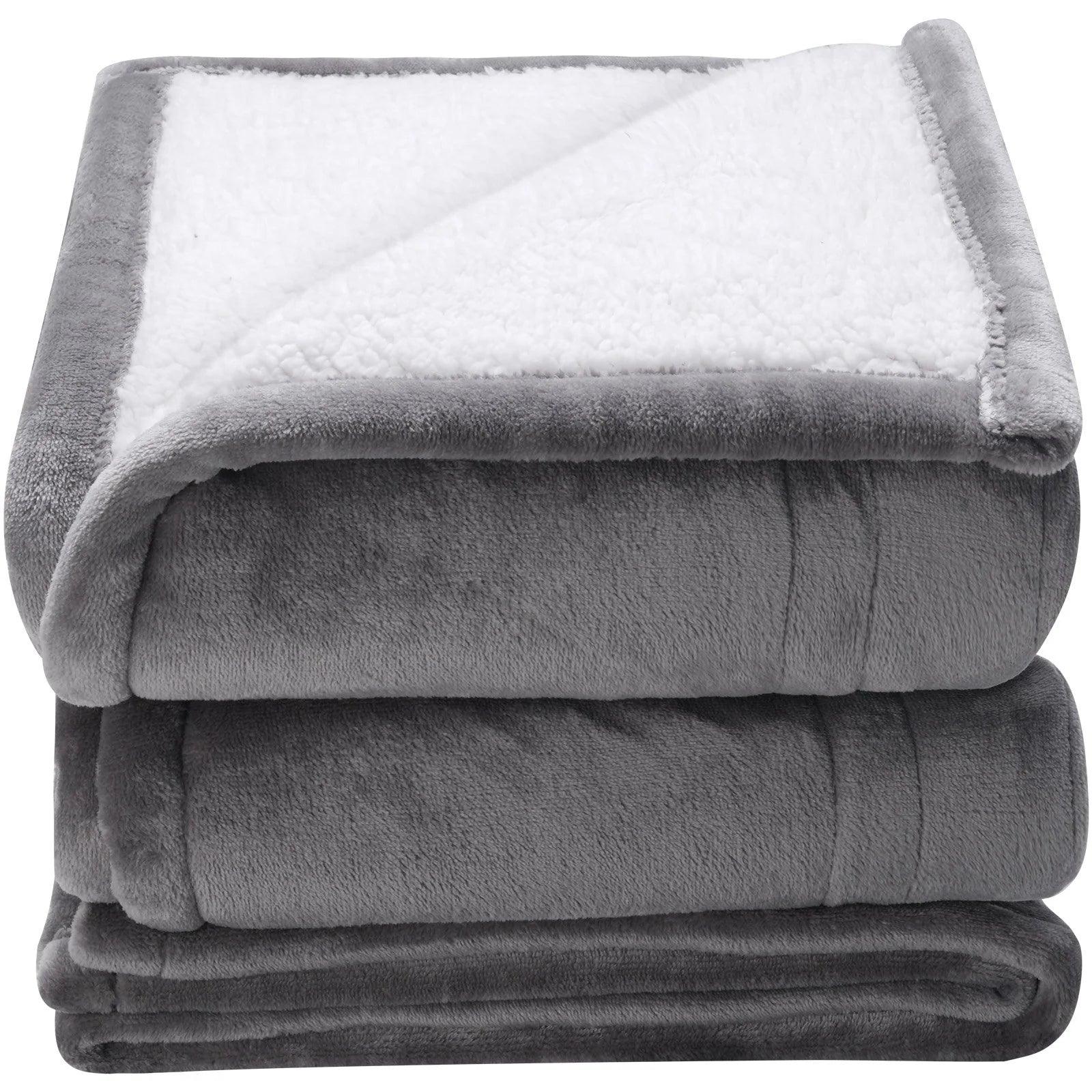 VEVOR Heated Blanket Electric Throw, 50" X 60" Twin Size, Soft Flannel & Sherpa Heating Blanket with 3 Hours Timer Auto-Off, 5 Heating Levels for Sofa, Machine Washable, ETL & FCC Certification (Grey) - Big Ass Store