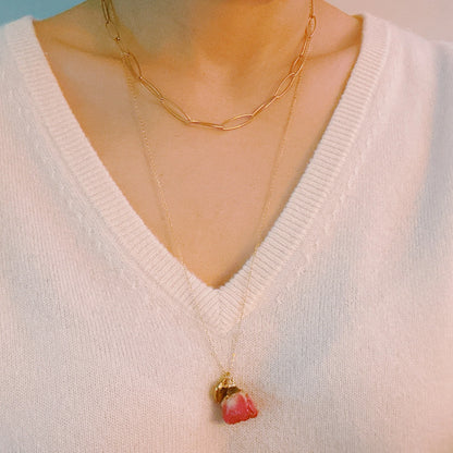 Rose Bud Love Heart Necklace - Big Ass Store